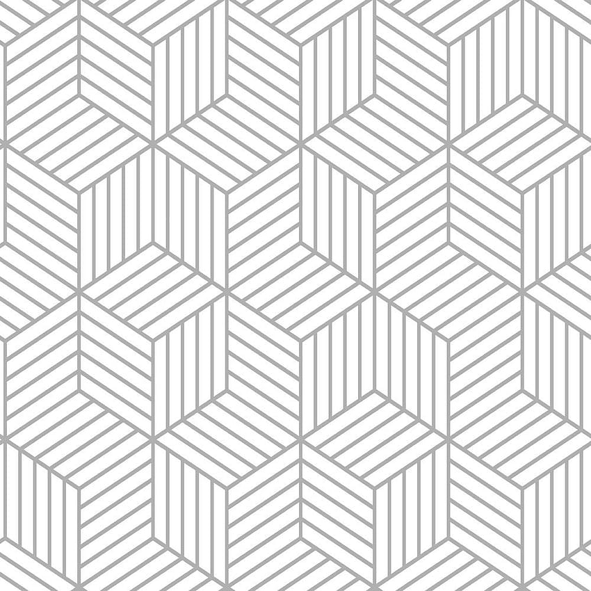 Stripped Hexagon Peel & Stick in White and Grey HD phone wallpaper