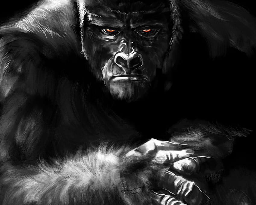 Escuro, Kong, Macaco, Gorila, Arte, Kong: Skull Island, , , Fundo, Laeq7n, Arte do Gorila papel de parede HD