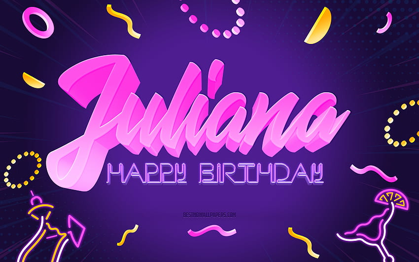 Happy Birtay Juliana, , Purple Party Background, Juliana, arte criativa, Happy Juliana birtay, Juliana name, Juliana Birtay, Birtay Party Background papel de parede HD