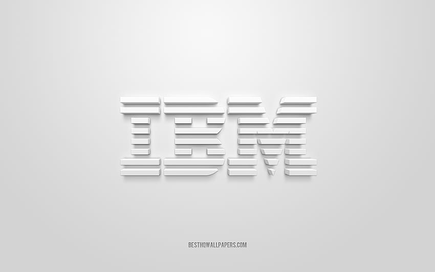 IBM 3d лого, бял фон, емблема на IBM, бяло лого на IBM, IBM, марки, лого на IBM HD тапет