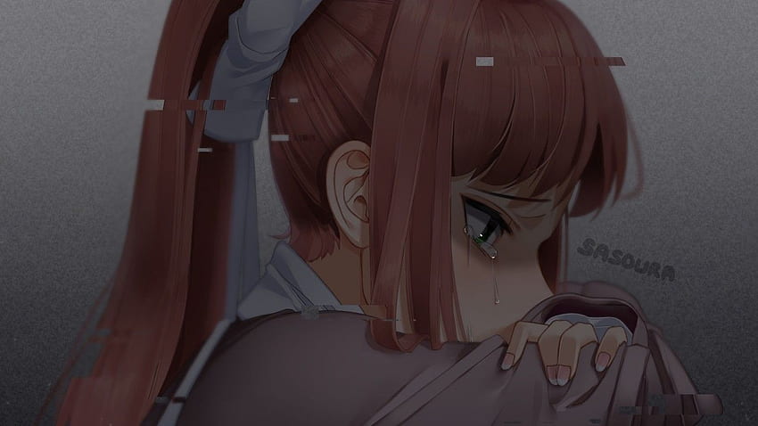Monika, Crying, Profile View, Doki Doki, Doki Doki Literature Club! HD wallpaper