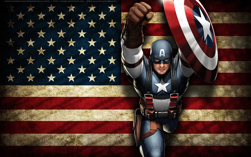 Drapeau Captain America, anime américain Fond d'écran HD