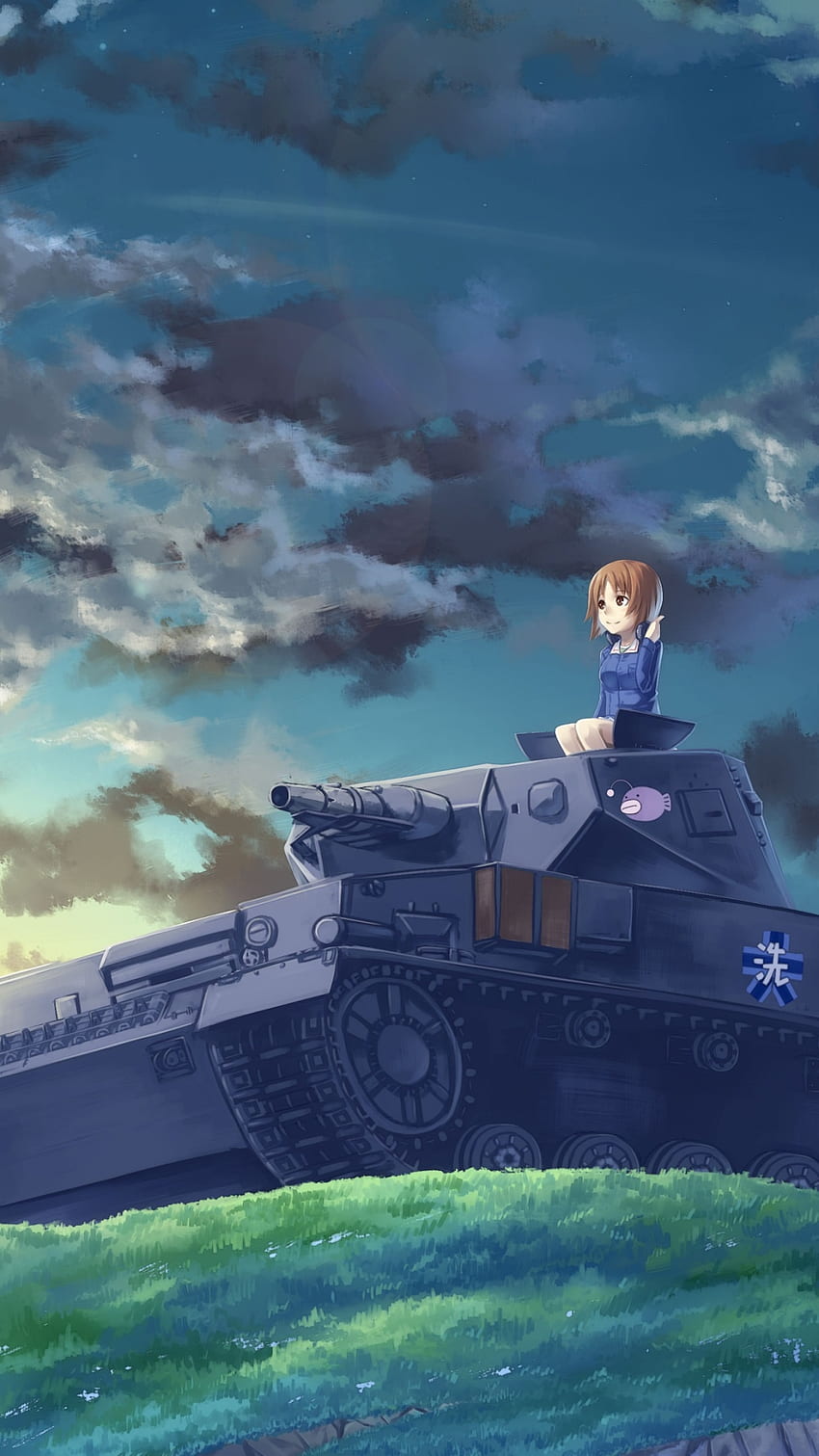 Lexica - Vintage 90's anime style. world war 2 cluttered tank interior;  military female officer giving the tank its annual inspection; Violet  Evergar...