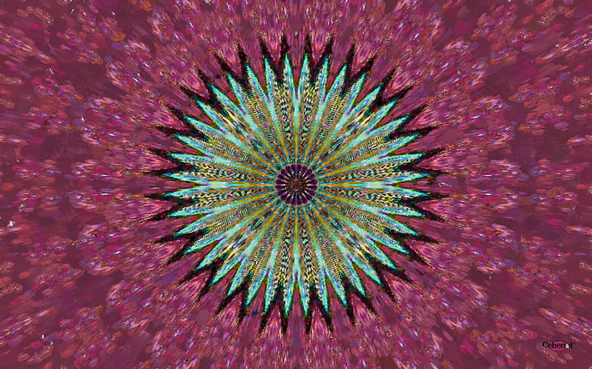 Bunga abstrak, oleh cehenot, hitam, seni, pink, lukisan, abstrak, pictura, bunga, hijau, tekstur, luminos Wallpaper HD
