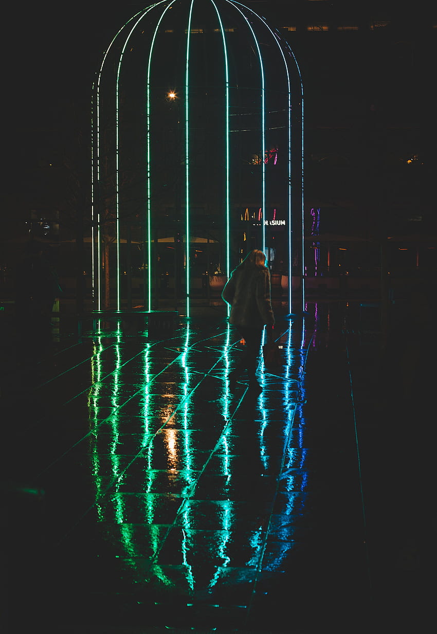 / neon light lines at kings cross railroad station in london, bars of light HD phone wallpaper