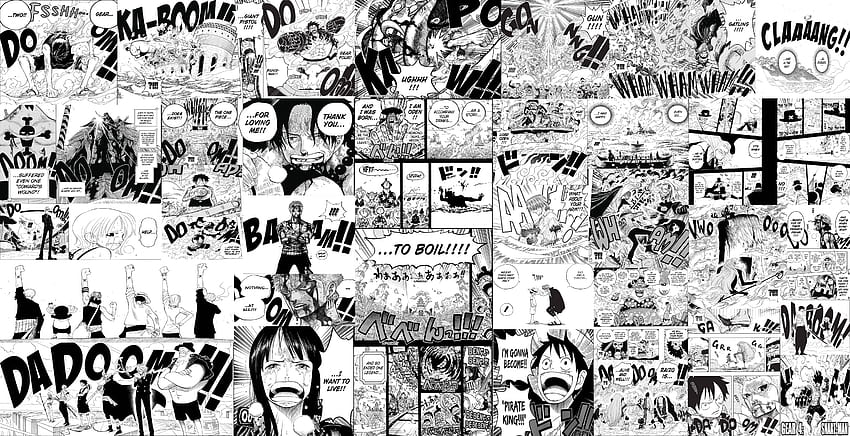 내 컴퓨터 배경에 가장 좋아하는 가장 상징적인 만화 패널의 콜라주를 만들었습니다 : OnePiece, One Piece Collage HD 월페이퍼