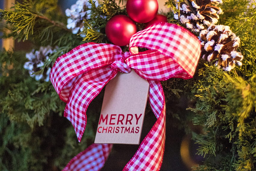 Liburan, Tahun Baru, Natal, Busur, Mainan Pohon Natal Wallpaper HD