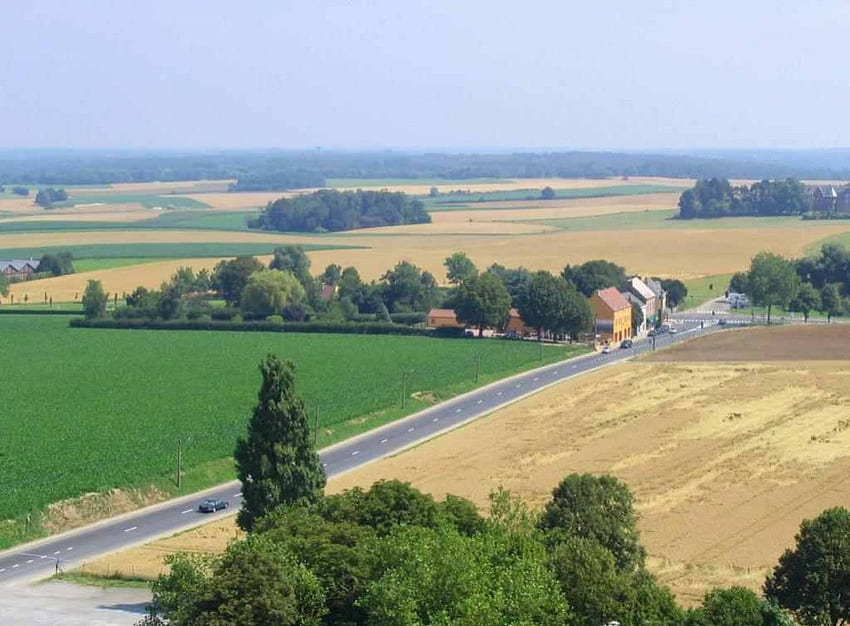 Мястото на битката при Ватерло, Белгия, британски, френски, днес, война, наполеон, селски, поле, битка, днес HD тапет