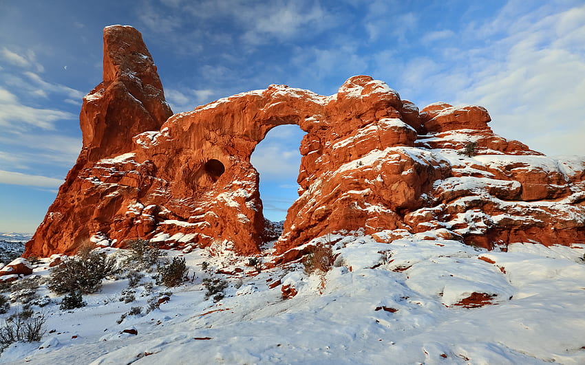 Turret Arch, desert, national park, rock, arch HD wallpaper