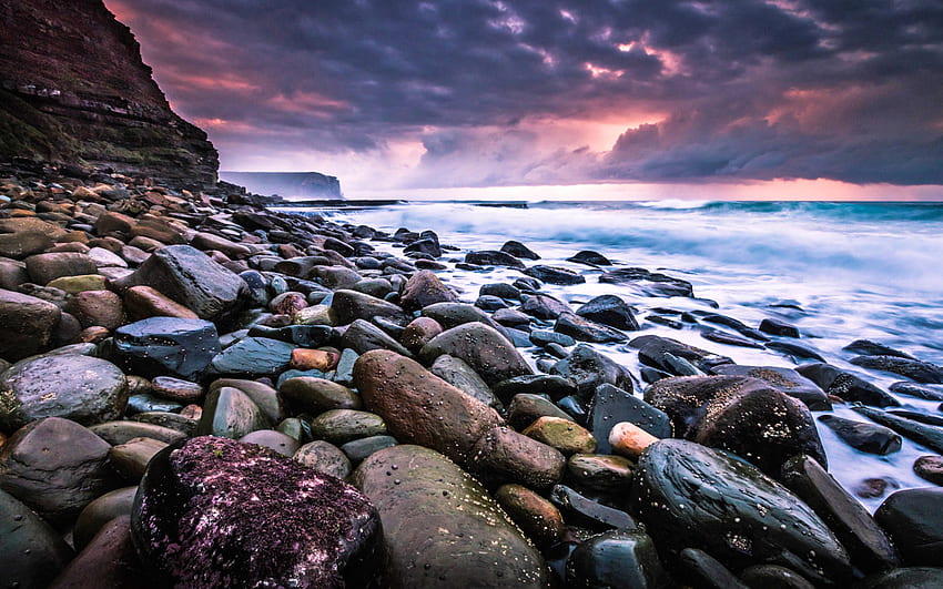 Royal National Park Of New South Wales Australia Beautiful Sunrise Stones Waves For Mobile Phones Tablet And Pc HD wallpaper
