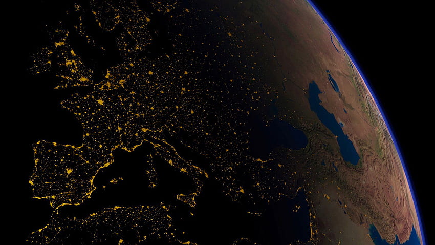 Eropa di malam hari dari latar belakang luar angkasa Wallpaper HD