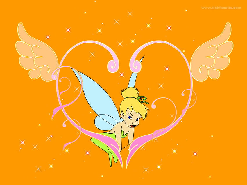 tinkerbell, fairy, heart, orange HD wallpaper
