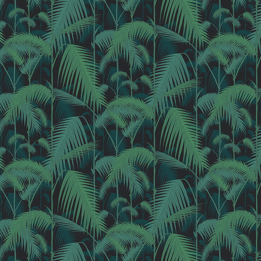 Palm Jungle от Cole & Son - Черен - : Директен, Jungle Green HD тапет за телефон