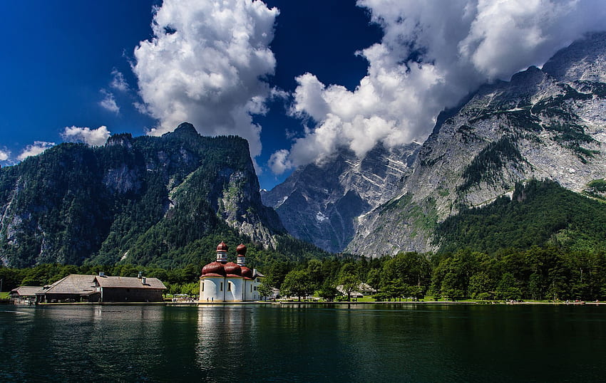 bavaria .. bavaria, jerman, danau königssee, Pegunungan Alpen Jerman Wallpaper HD