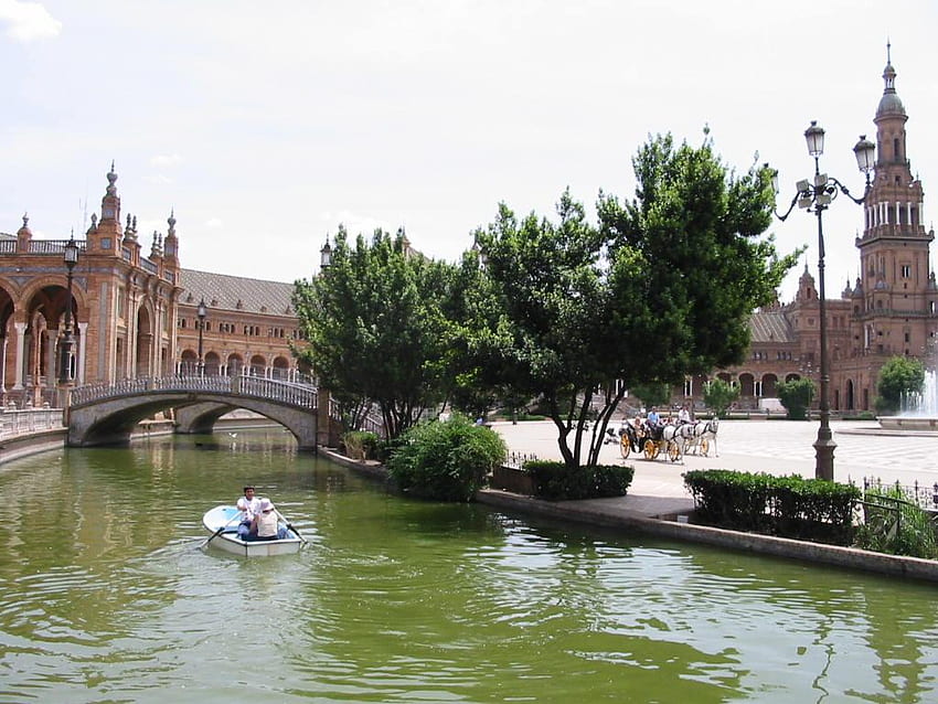 Spanish Square, Seville, spain, arquitecture, square, seville, spanish square HD wallpaper