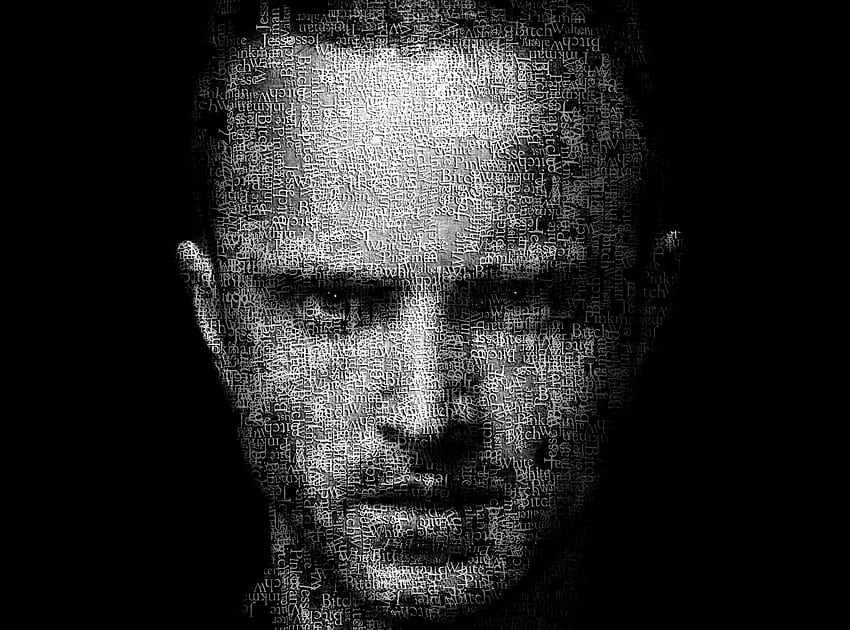 илюстрация на мъжко лице Джеси Пинкман Разбиване типографски портрети черен фон HD тапет