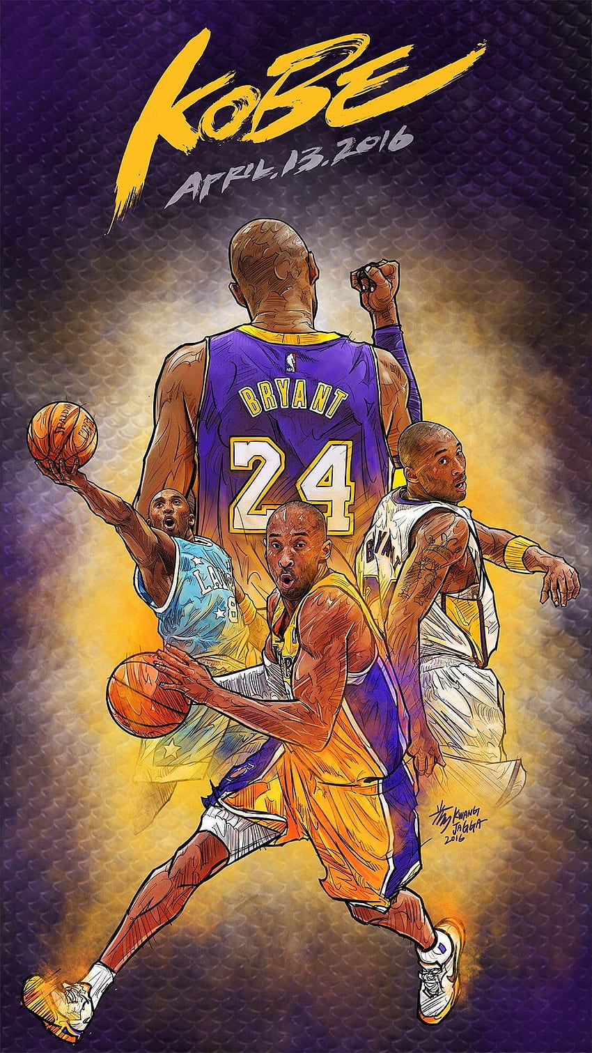 Kobe Bryant Cartoon, Kobe Bryant Drawing HD phone wallpaper
