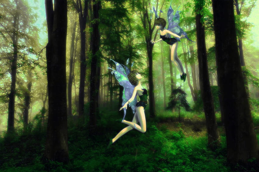 Forest Fairies, Woodland, Forest, Enchanted, Dreamy, Fairies, Fantasy HD wallpaper