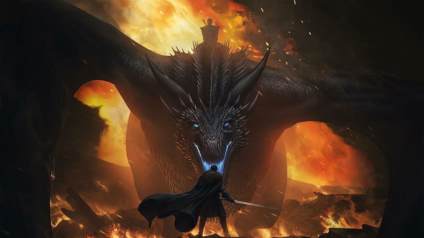 Jon Snow Vs Night King Dragon , Serie de TV fondo de pantalla