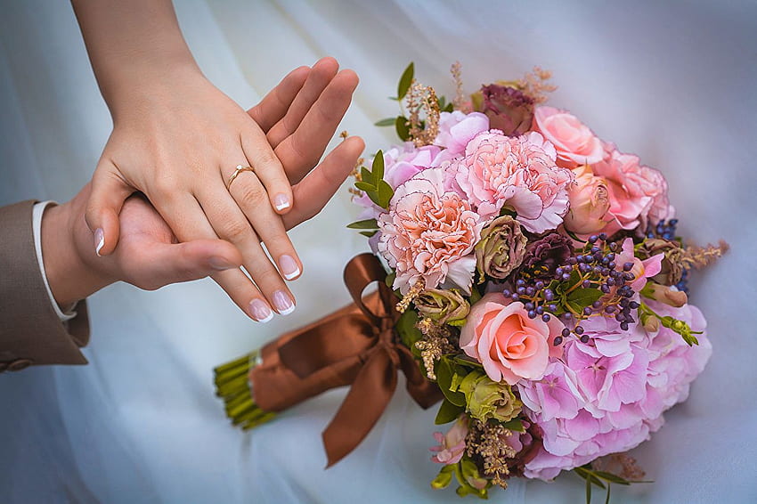 Wedding Manicure Bouquets flower jewelry ring Hands, Wedding Flowers HD wallpaper