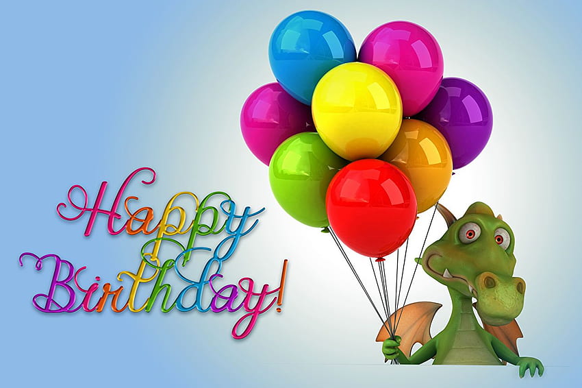 Birtay Dragons Toy balloon 3D Graphics Animals Holidays, Funny Dragon HD wallpaper