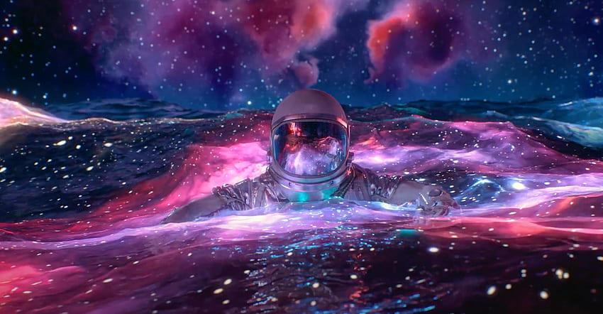 Astronauta surrealista flotando en el espacio: durante ocho horas completas: u_mossandfog, Astronauta surrealista del espacio fondo de pantalla