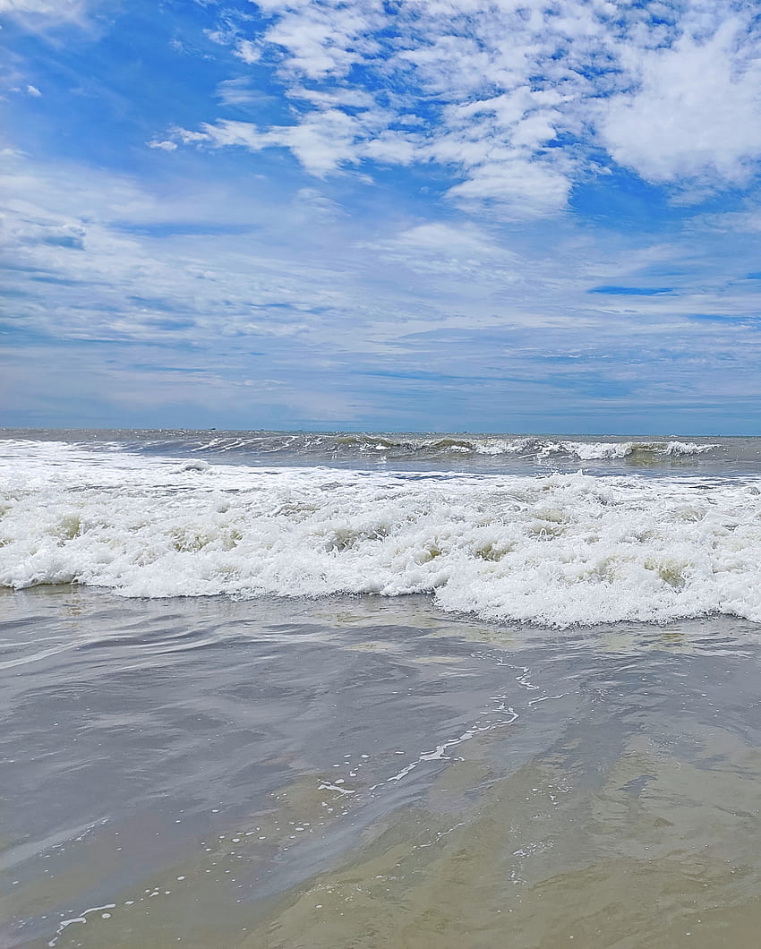 Wunderschöner Ozean, blauer Himmel, Meeresstrand, Cox's Bazar, Meeresmeer, Meereshimmel HD-Handy-Hintergrundbild