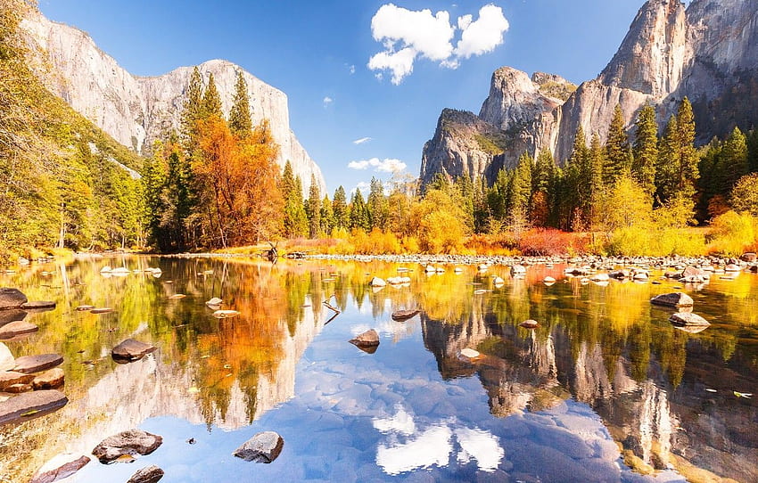 autumn, the sky, clouds, nature, Yosemite national Park for , section природа, Fall Panoramic HD wallpaper