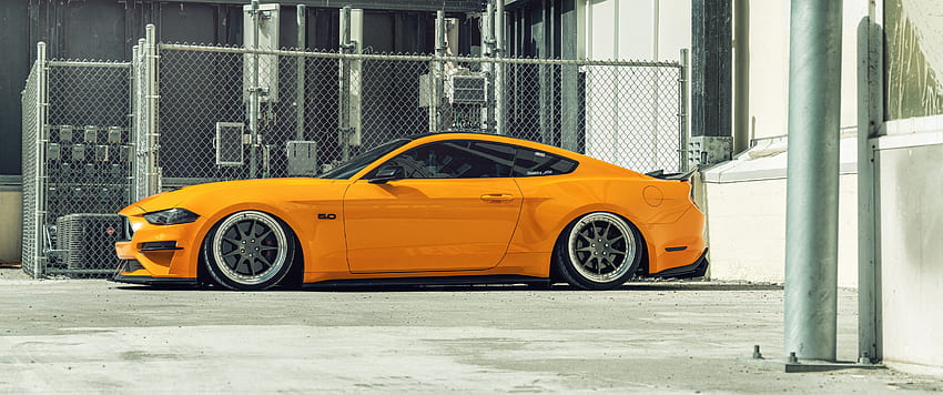 Ford Mustang、オレンジ色の車、カスタム チューニング、, , 自動車、マッスルカー 高画質の壁紙