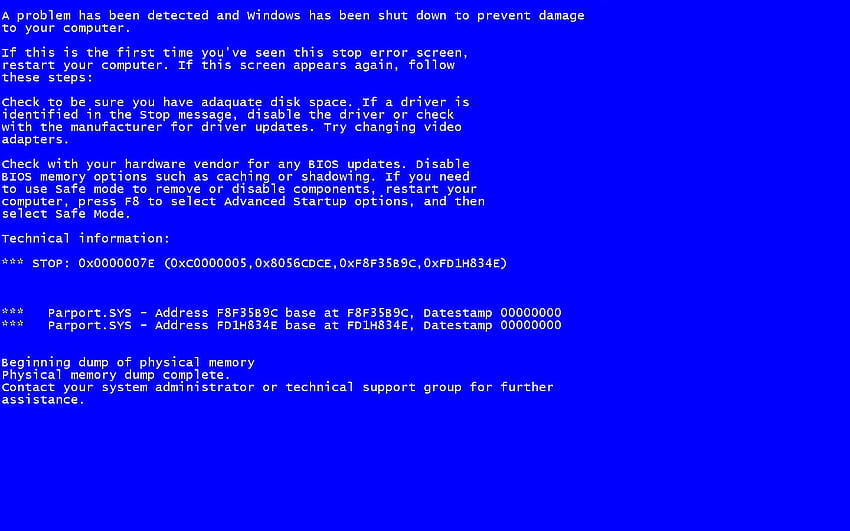 หน้าจอสีน้ำเงินแห่งความตาย Windows XP BSOD [] วอลล์เปเปอร์ HD