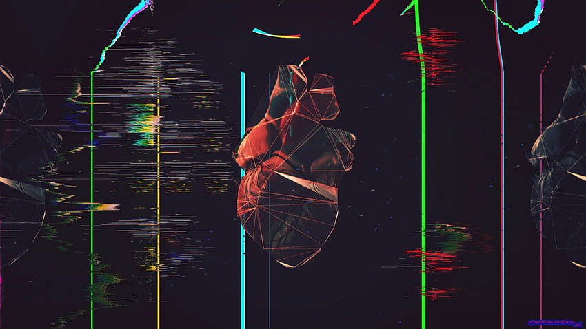 Czarno-czerwona ilustracja ludzkiego serca, usterka, sztuka wielokąta • For You For & Mobile, Abstract Humans Tapeta HD