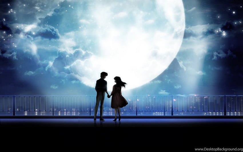 Anime Love Couple In Dark Night Background, Night Couple HD wallpaper