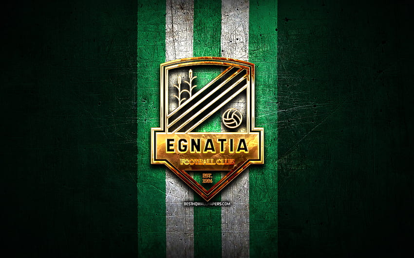 Egnatia FC, golden logo, Kategoria Superiore, green metal
