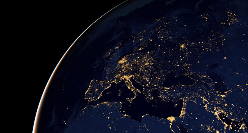 Ziemia Europa Noc Przestrzeń Tapeta HD