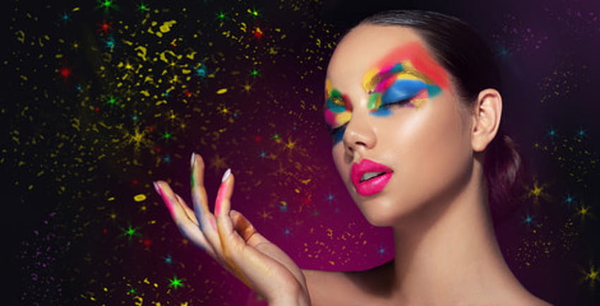 ღ, Woman, Face, Young, Makeup, Colorful HD wallpaper