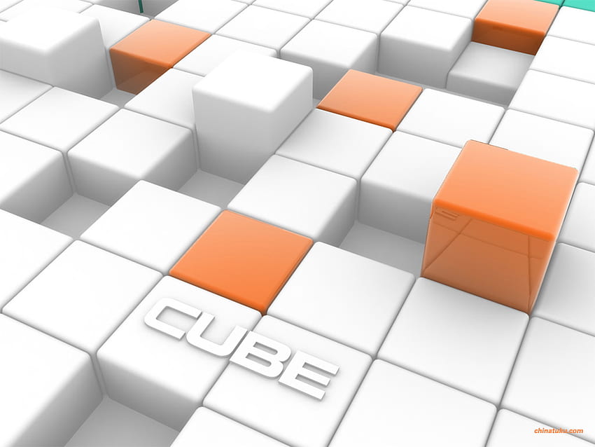 Orange & White Cubes, cgi, абстрактно, 3d, изкуство HD тапет