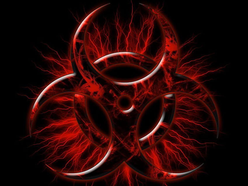 Biohazard Symbol, Red Toxic HD wallpaper