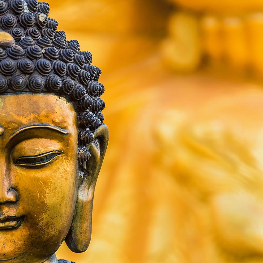 Mezzo viso di Buddha d'oro per la decorazione della parete, Buddha moderno Sfondo del telefono HD