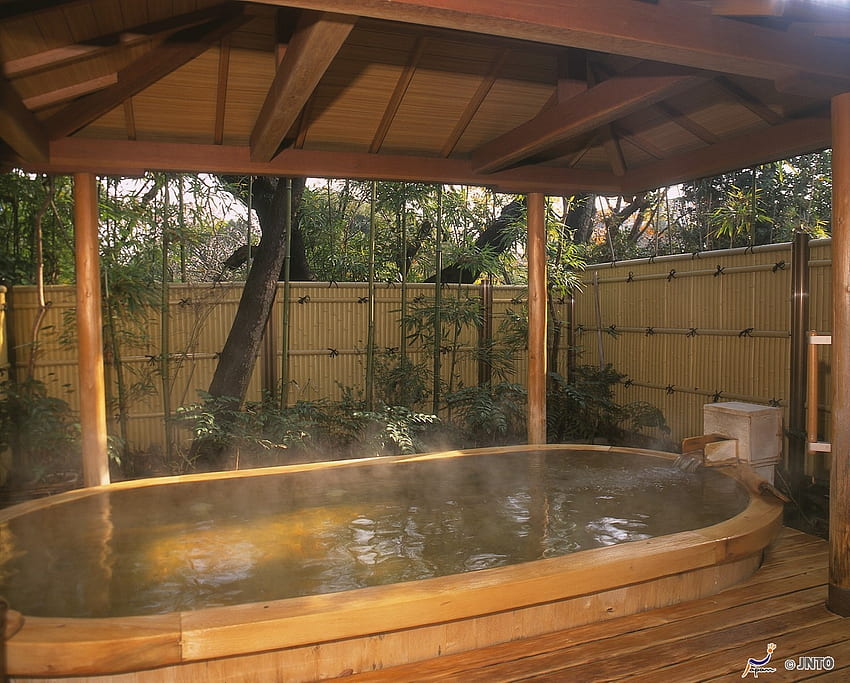 Japanese Onsen, onsen, bath, house, japan, open air, spring, japanes HD wallpaper