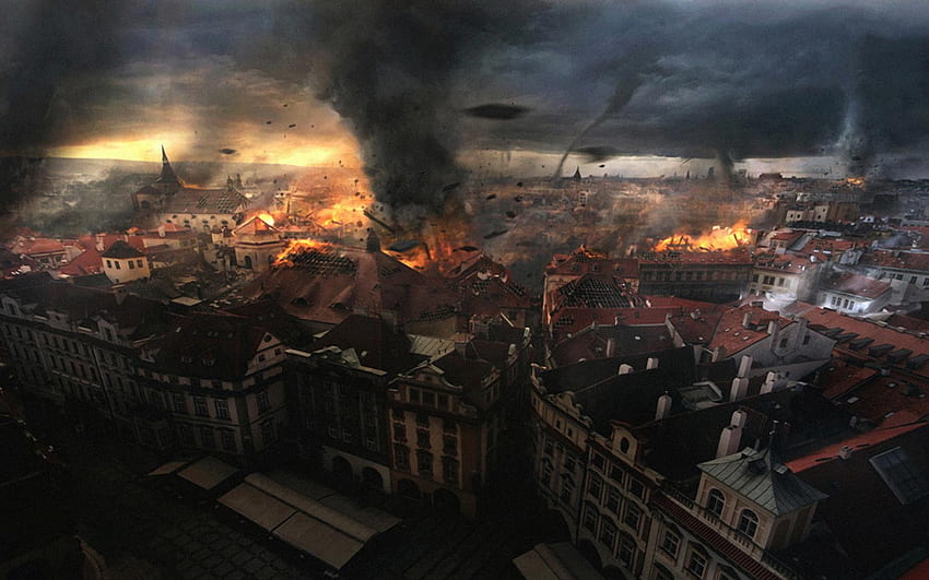 Anime Destruction City HD wallpaper