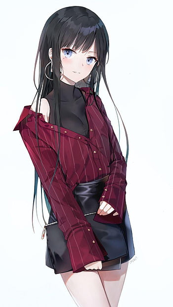Premium AI Image | Anime girl in a suit with long black hair
