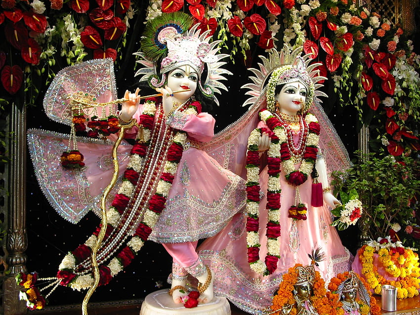 Lord Krishna Radha em vestido rosa para - Radha Krishna Good Morning - & Background papel de parede HD