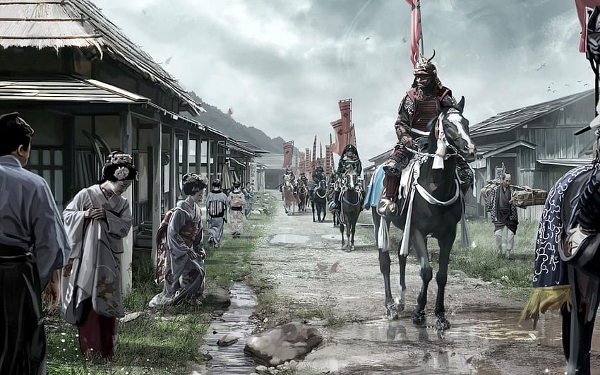 Japan, Soldiers, Village, People, Fantasy, Japanese Soldier HD wallpaper