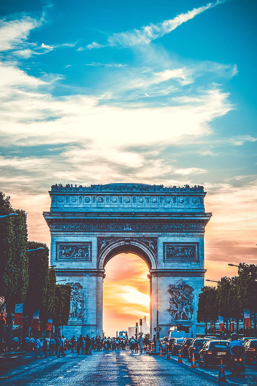 Arc de Triomphe , , , . Flare, Paris Vertical HD phone wallpaper