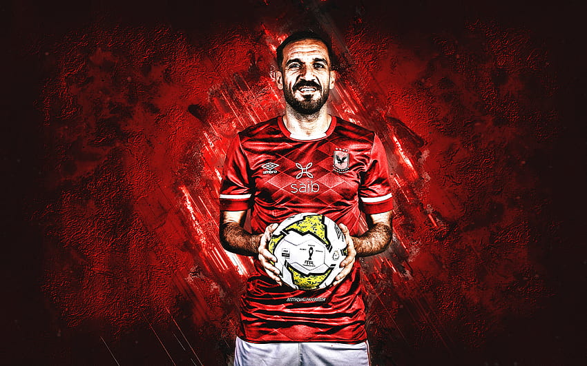 Ali Maaloul, Al Ahly SC, Tunisian football player, Egypt, red stone background, football, Al Ahly Sporting Club HD wallpaper