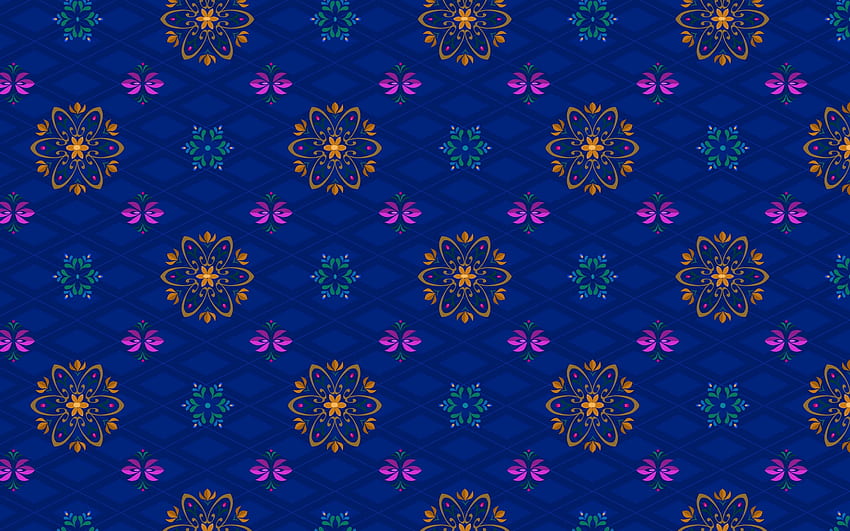 Texture, blue, pink, yellow, flower, mosaic, paper, pattern HD wallpaper