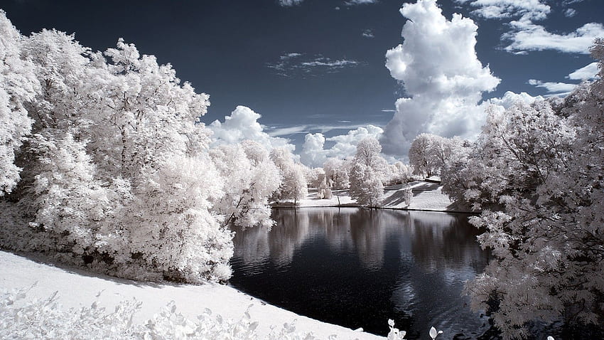 Simple Background, Simple, Lake, Pond, Nature, Snow, Trees, Infrared  Landscape HD wallpaper | Pxfuel