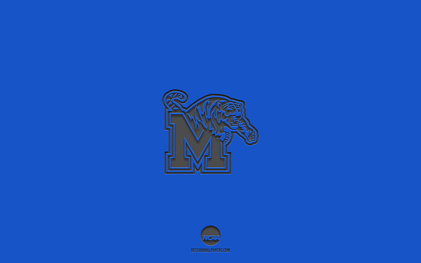 Memphis Tigers, blue background, American football team, Memphis Tigers emblem, NCAA, Memphis, USA, American football, Memphis Tigers logo HD wallpaper