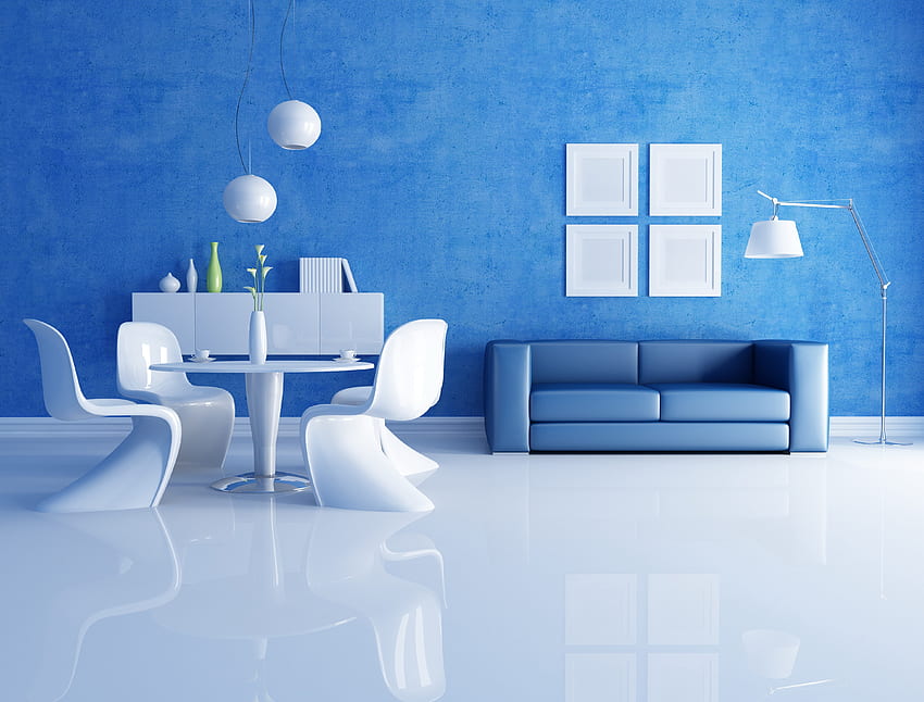 Furniture, , , Living Room, , Example, Blue Tone HD wallpaper