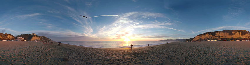 beach, california, malibu, panorama, sunset and background, Southern California HD wallpaper